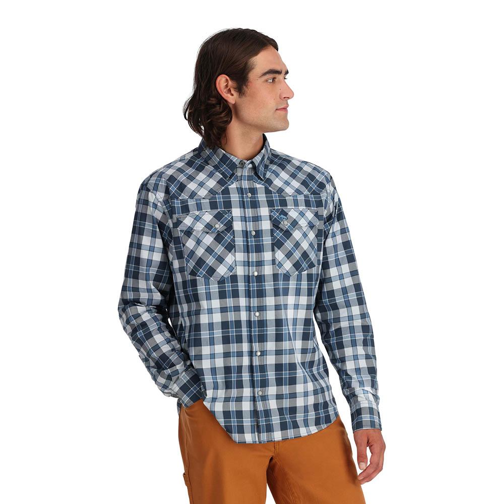 Simms Brackett Long Sleeve Shirt Men's in Backcountry Blue Plaid